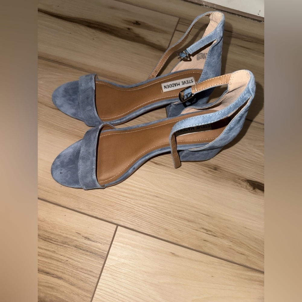 Steve Madden Dusty Blue Suede Heels with Ankle Strap